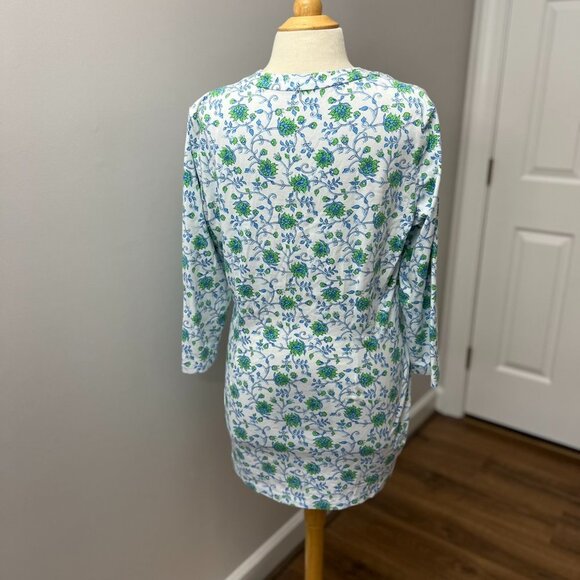 J. Mclaughlin Floral Print White Cotton Cover up Sz L - Picture 3 of 8